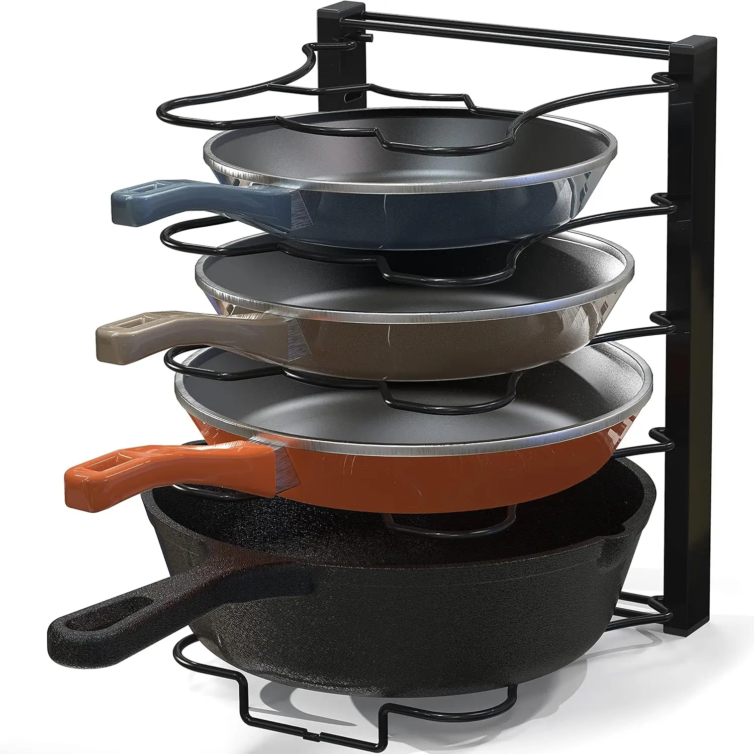 

5 Compartments Height Adjustable Pan Organizer, Black