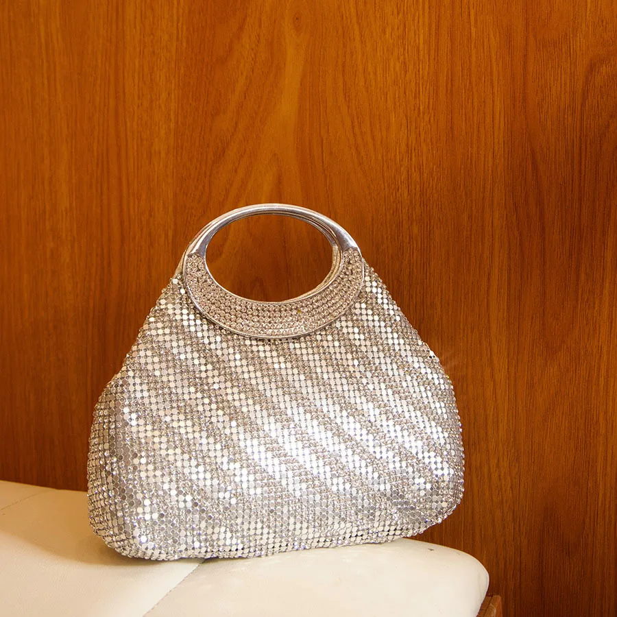 Shiny diamond ring handbag female light luxury celebrity dinner bag light luxury temperament messenger bag