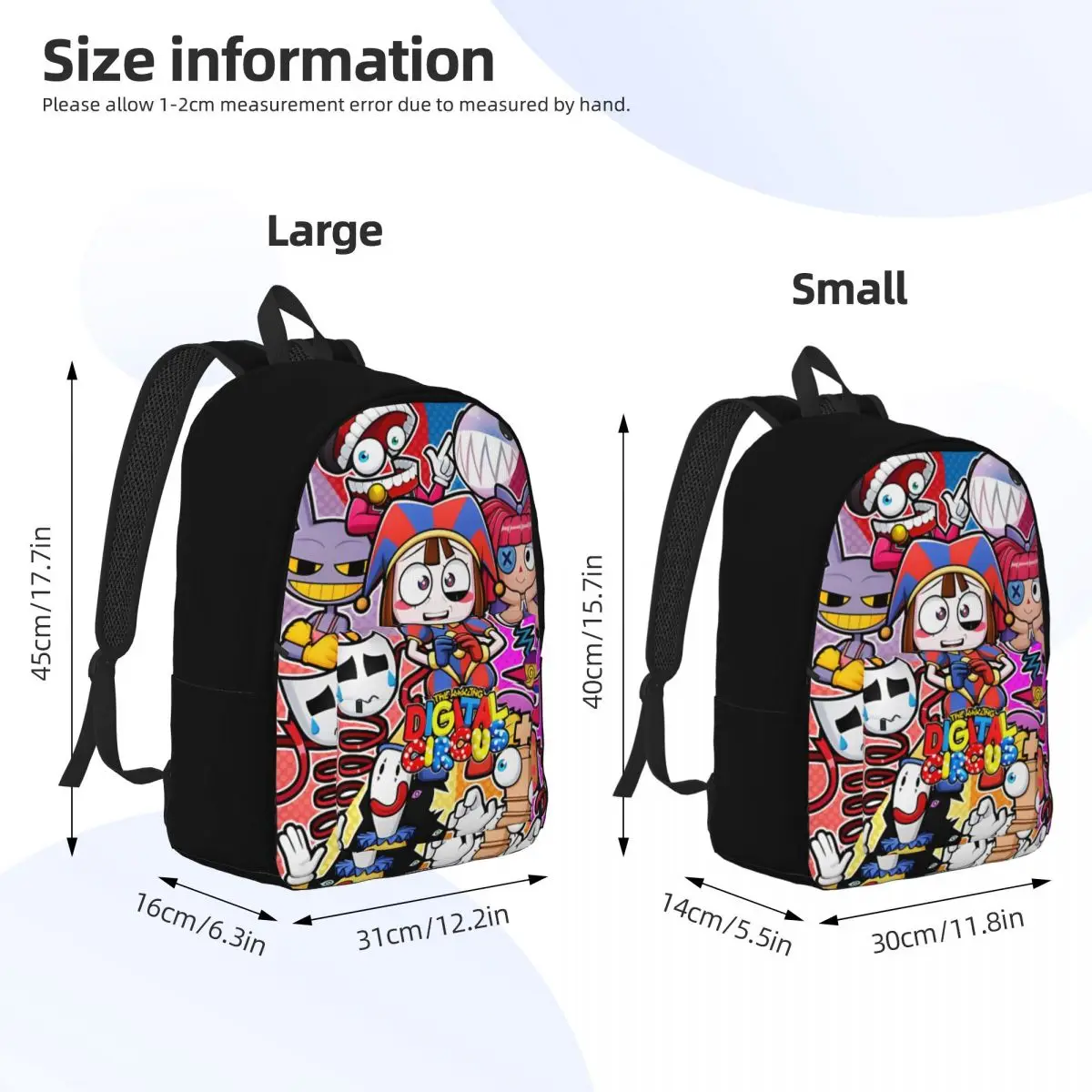 The Amazing Digital Circus Fanart Backpack for Preschool Primary School Student Bookbag Boy Girl Kids Canvas Daypack Durable