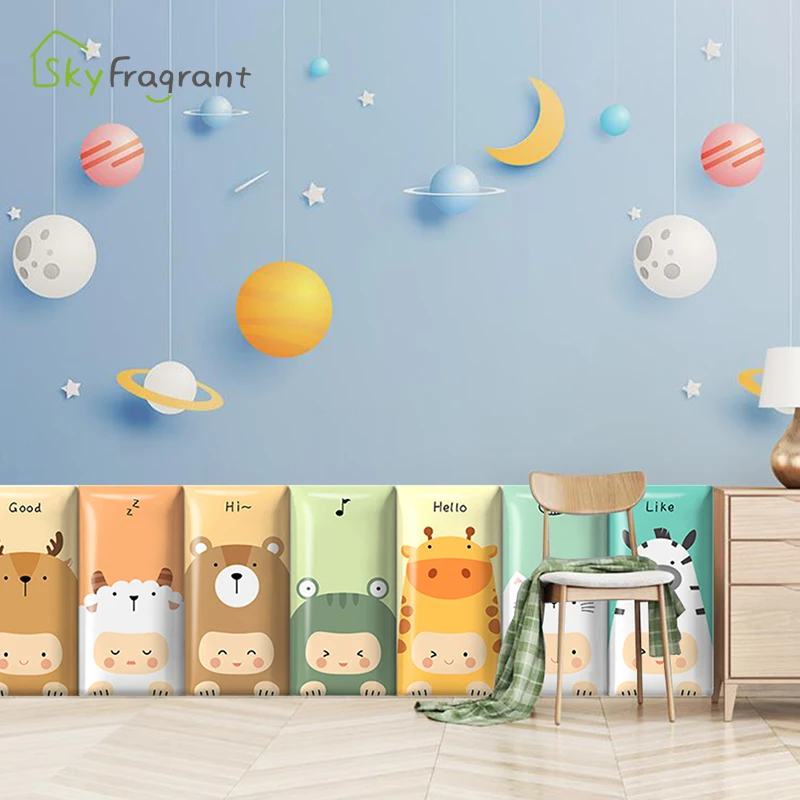 3D Anti Collision Cute Aniamls Soft Wall Stickers For Kids Rooms Bedroom Decor Princess Room Self Adhesive Skirting Decoration