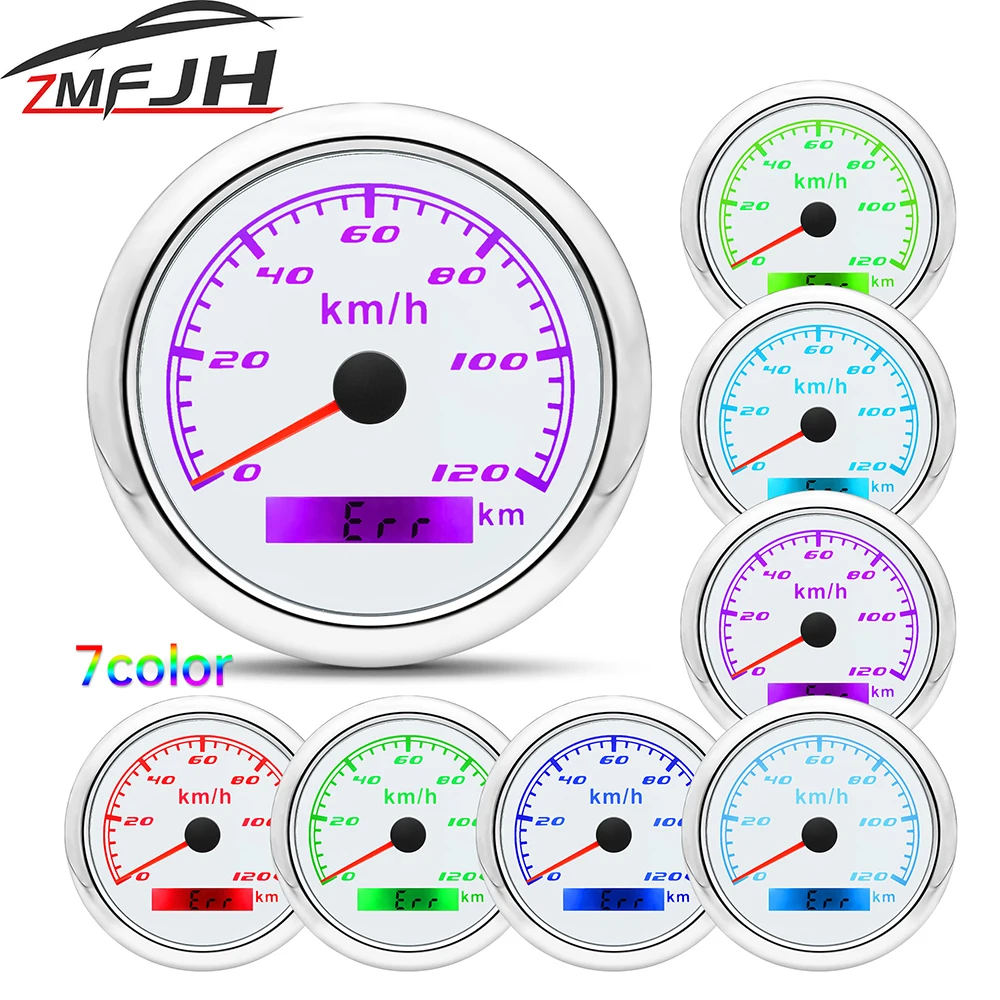 AD Marine Boat Car GPS Speedometer 85MM Waterproof IP67 Speed meter 30km/h 60km/h 120km/h 200km/h Speed Odometer with 7Color LED