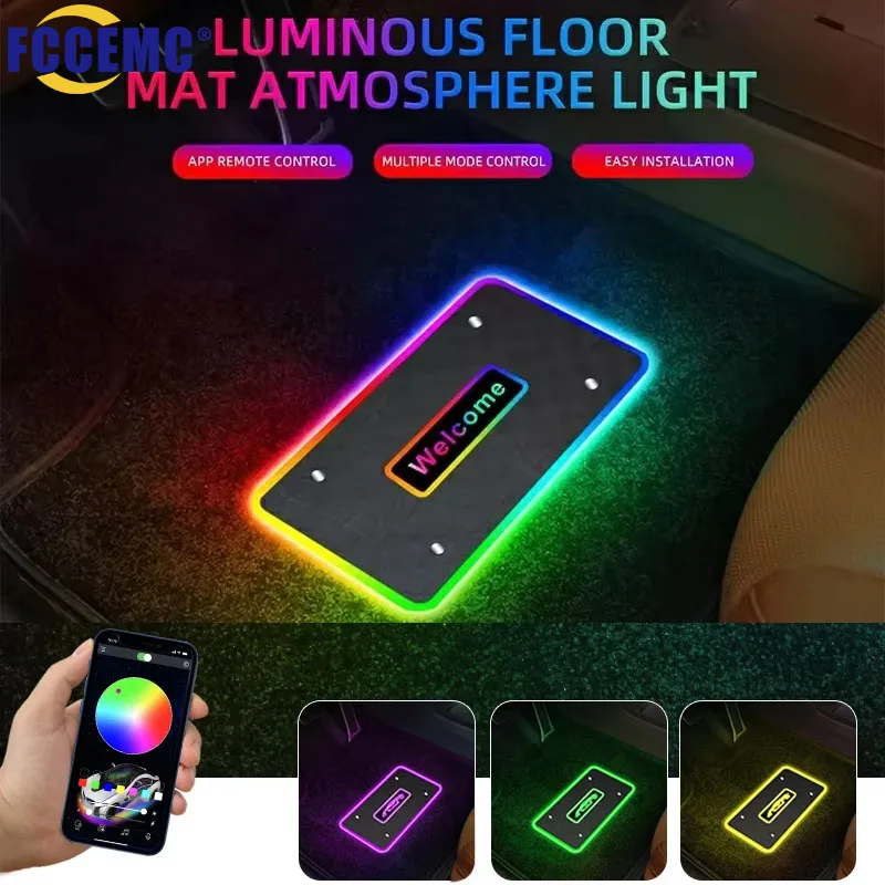 Symphony Car Foot Mats Ambient Lights App Control RGB Led Acrylic Car Interior Decorative Atmosphere Neon Lamp Accessories