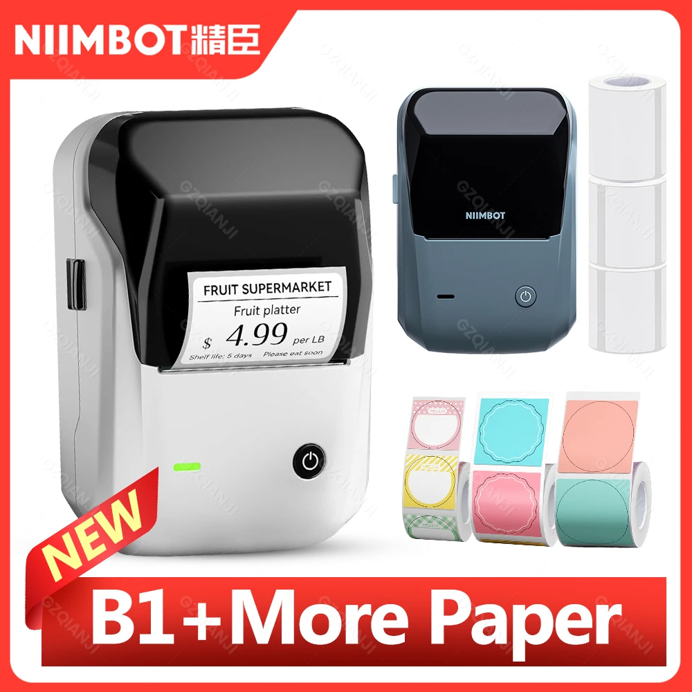 Niimbot B1 Wireless Thermal Label Printer Mini Portable Barcode Label Maker Moble Phone Price Tag Sticker Machine 20mm - 50mm