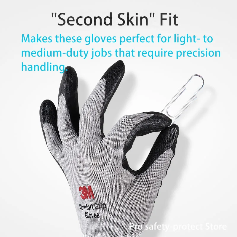 1pair 3M Work Gloves Comfort Grip Wear-resistant Thick Slip-resistant Gloves Anti-labor Safety Gloves Nitrile Rubber Gloves