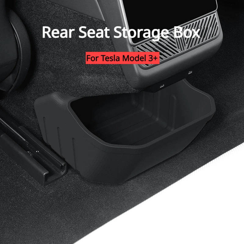 Rear Seat Storage Box for 2024 Tesla New Model 3+ Highland Silicone Car Storage Bin Organizer Trash Can Decoration Accessories