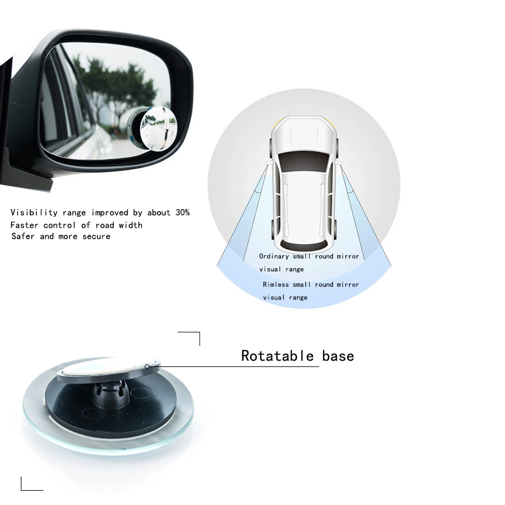 Adjustable-Degree Small round Mirror Blind Spot Mirror Reversing Wide-Angle Mirror Car Rear View