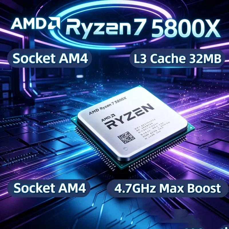 Old PC Upgrade AMD Ryzen 7 5800X Processor 8 Core 16 Thread 3.8GHz AM4 Socket Unlocked Gaming CPU Tray No Box