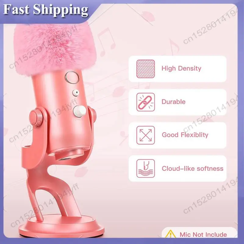 -ABDH 2X Penutup Busa Mikrofon untuk Mikrofon Yeti Biru, Penutup Busa Mikrofon dengan Kaca Depan Penutup Kaca Depan Berbulu untuk Zealsound K66 Merah Muda