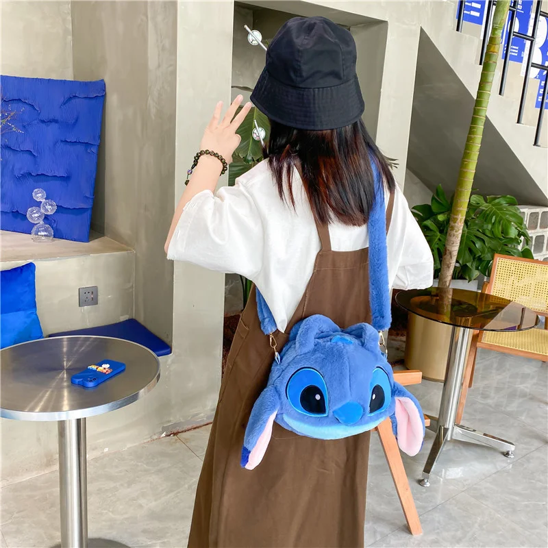 Stitch Plush Bag Cute Cartoon Doll Handbag Plushie Shoulder Bag Large Capacity Crossbody Bag Stuffed Toy Storage Pouch Gift