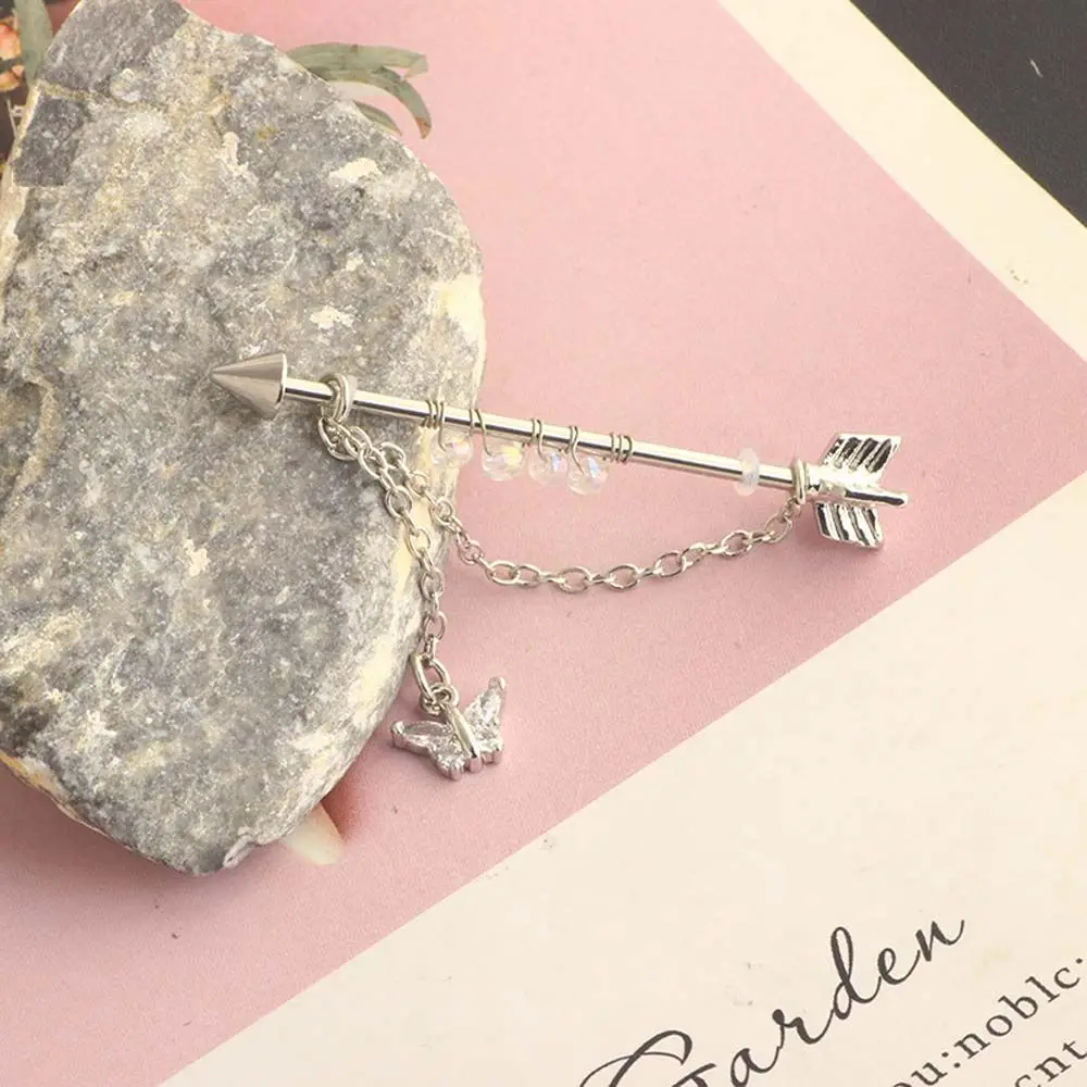 الفتيات هدية الشرير نمط كريستال الحديد أقراط الأذن العظام مربط الغضروف وأقراط طويلة الأذن مربط الصناعية الحديد القرط