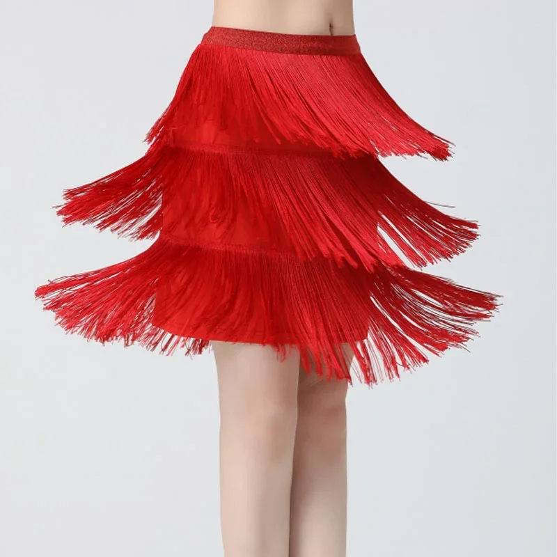 

Women Tassel Tiered Latin Dance Practice Skirt for Tango Ballroom Samba Rumba Salsa Cha Cha Dancewear Korean Dance Costume Suit