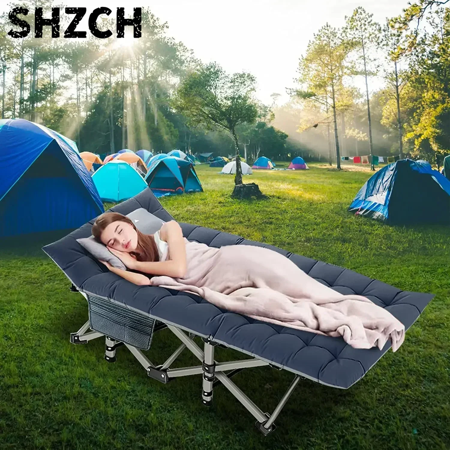 Custom Folding Camping Tent Cot, Heavy Duty Sleeping Cots With Carry Bag, Double Layer Oxford Portable Travel Camp Bed For Home