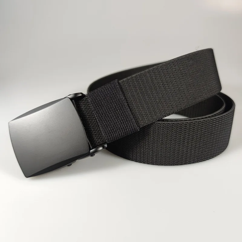 3.8cm Alloy Buckle Thickened Elastic Waistband Casual Business Waistband Men Perforated Tactical Training Nylon Woven Belt A3510