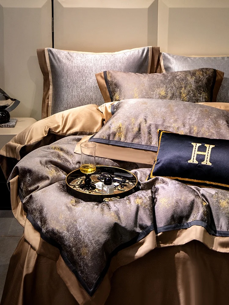 

Long Velvet Cotton Bedding Set 4-Piece Color Woven Embroidery Spring Summer Lightweight Italian Sle Pure Cotton