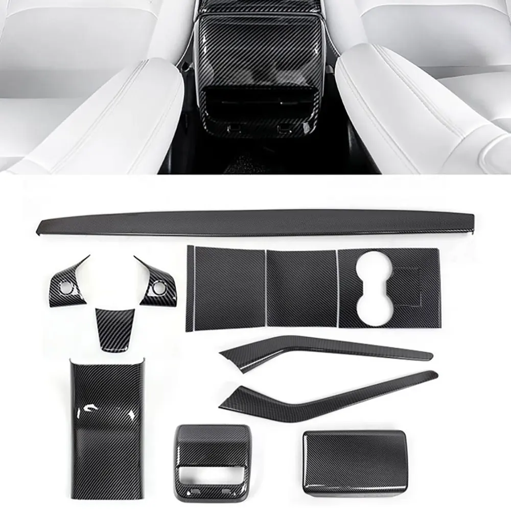 ABS Armrest Cover For Tesla Model 3(2016-2022) Model Y(2020-2024)Interior Decorative Strips Sticker Center Console Pannel Trim