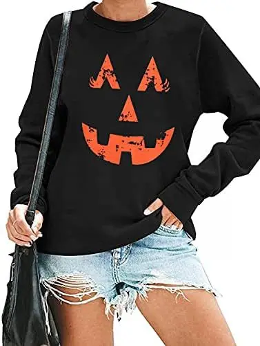 

Halloween Pumpkin long sleeve autumn and winter Oversized Halloween fleecing Sweatshirt