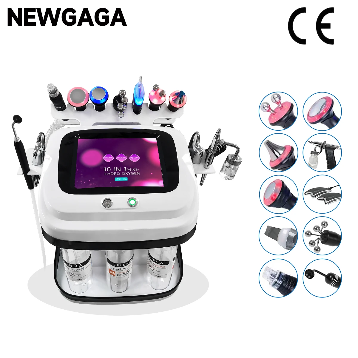 

10 In 1 H2O2 Oxygen Water Aqua Peeling Lift Bubble Skin Care Face Deep Cleansing Facial Machine professional Salon Beauty Device