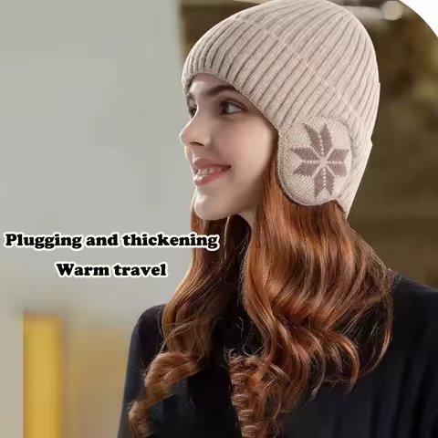 Men's and women's winter windproof, cold proof, warm knitted hats, super thick headwear hats, big head circumference