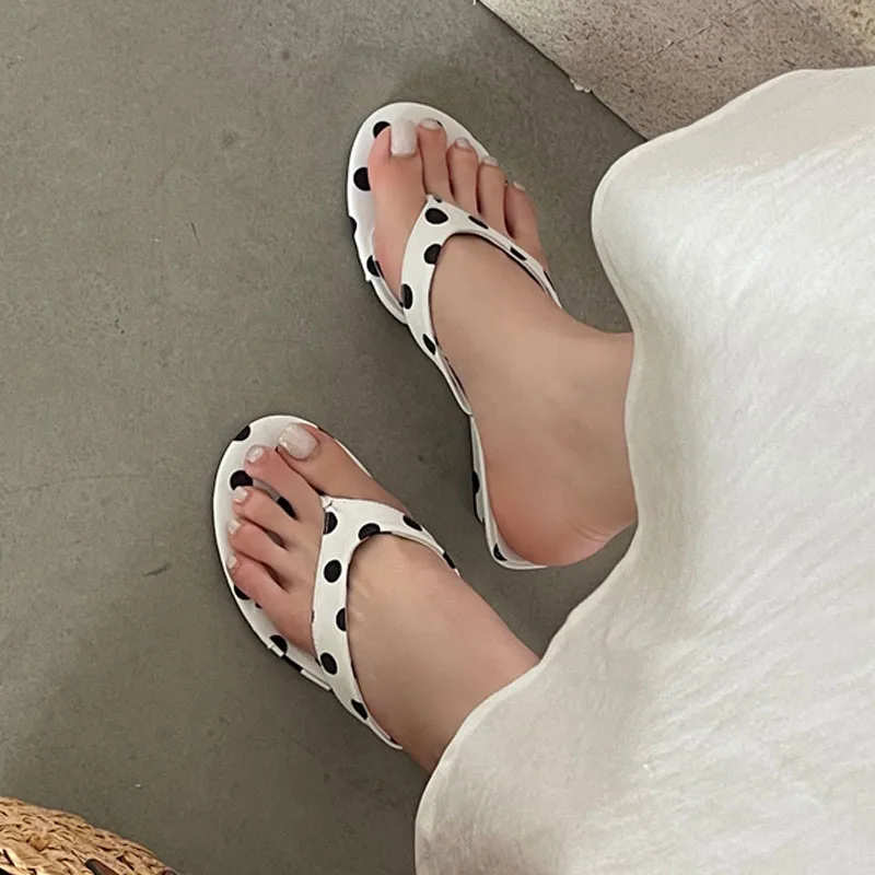 

Eilyken Summer Design Polka Dot Wedges High Heels Women Slippers Fashion Shallow Clip Toe Flip-Flops Female Shoes