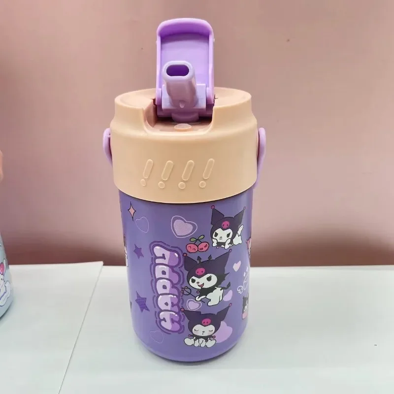 Sweet Anime Hello Kitty Cinnamoroll Coffee Cup Cute My Melody Thermos Cup Straw Stainless Steel Portable Outdoor Bottle Gifts