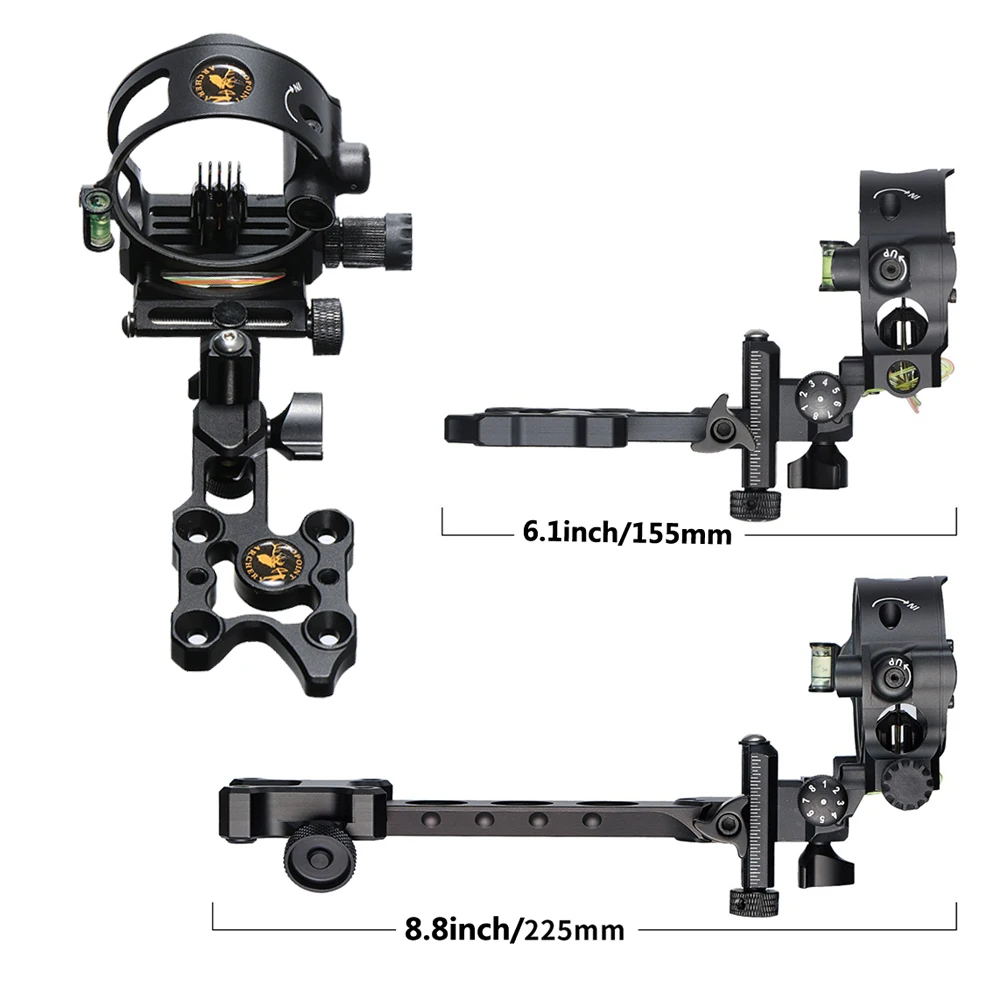 

1pc Archery 5-Pin Compound Bow Sight CNC Aluminum Alloy Adjustable With Aiming Light For Hunting Shooting Accessories