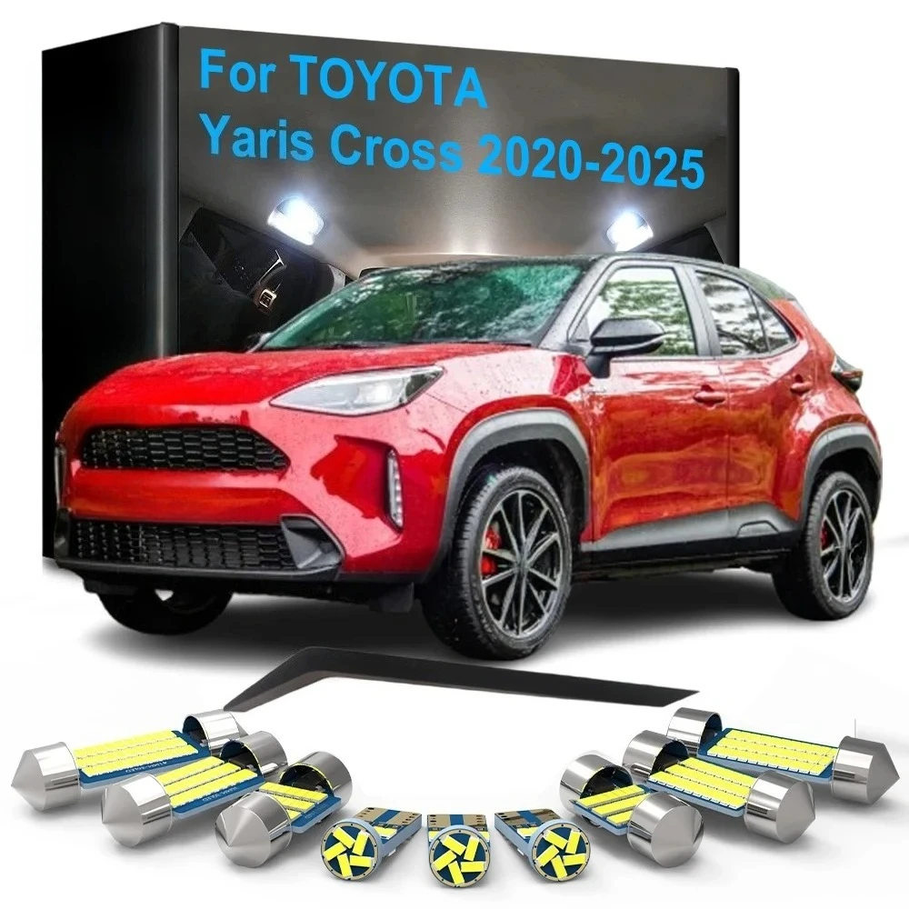 

10 шт. комплект светодиодных внутренних фонарей Canbus для Toyota Yaris Cross 2020 2021 2022 2023 2024 2025 автомобильное купольное зеркало лампы багажника
