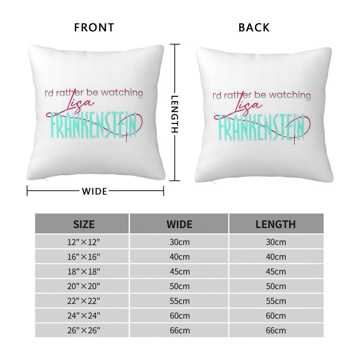 Lisa Frankenstein Film Square Pillowcase Polyester Linen Velvet Pattern Zip Decorative Throw Pillow Case Car Cushion Cover 18