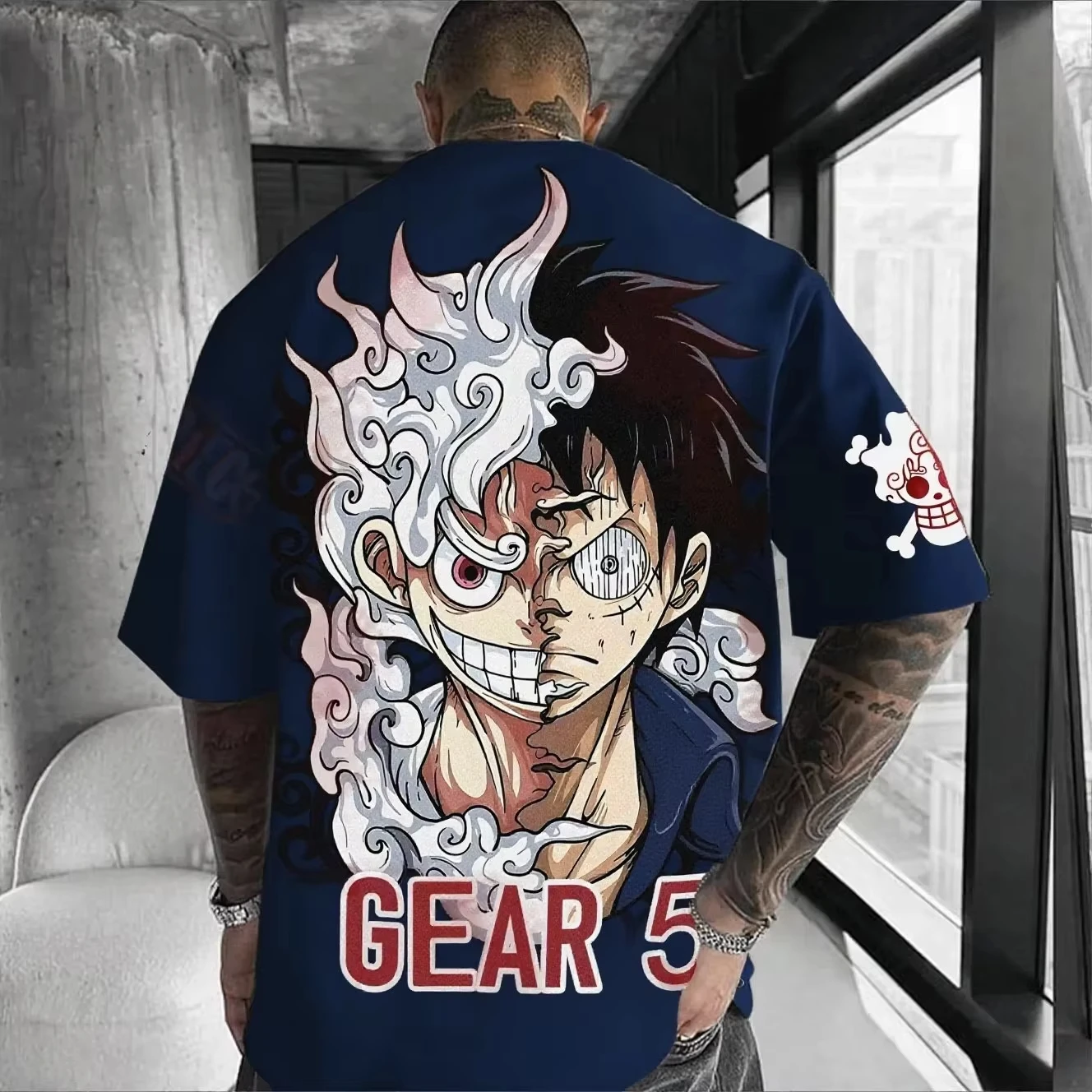 Bandai One Piece Luffy Print Korte mouwen Los Heren en Dames Zomer Woon-werkverkeer Ademend Sport Katoenen T-shirt 2026