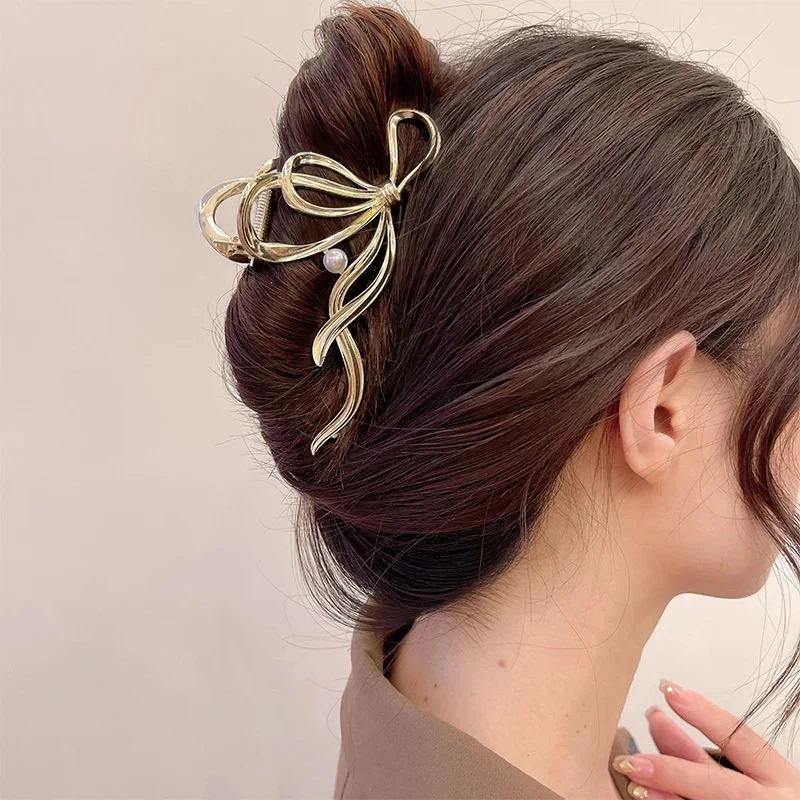 New Women Elegant Gold Silver Hollow Geometric Metal Hair Claw Vintage Hair Clip Headband Hairpin Fashion Girls Hair Accessories