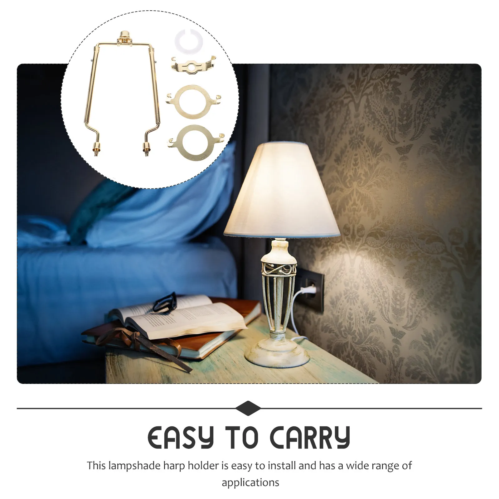 1-セット調節可能なランプシェードハープホルダー-9-12-インチ高さ防錆金属ハープデスクフロアランプ交換部品ランプシェード