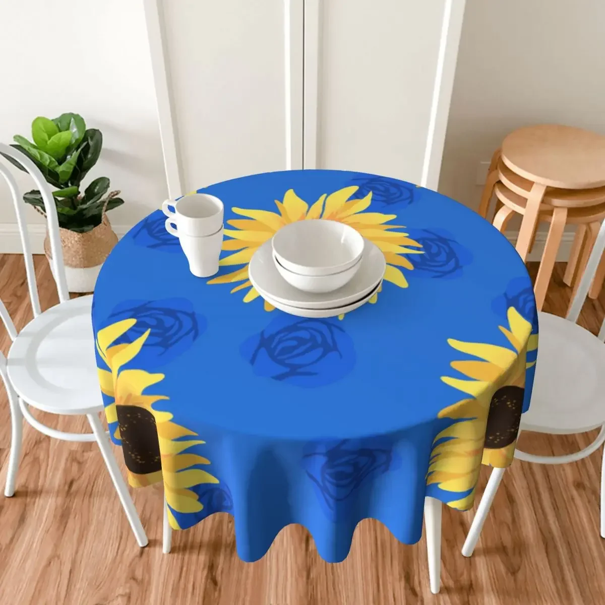 DIY Custom Circular Decorative Long Tablecloth With 60 Inch Bright Color And Anti Oil Stains Suitable For Restaurant Kitchens