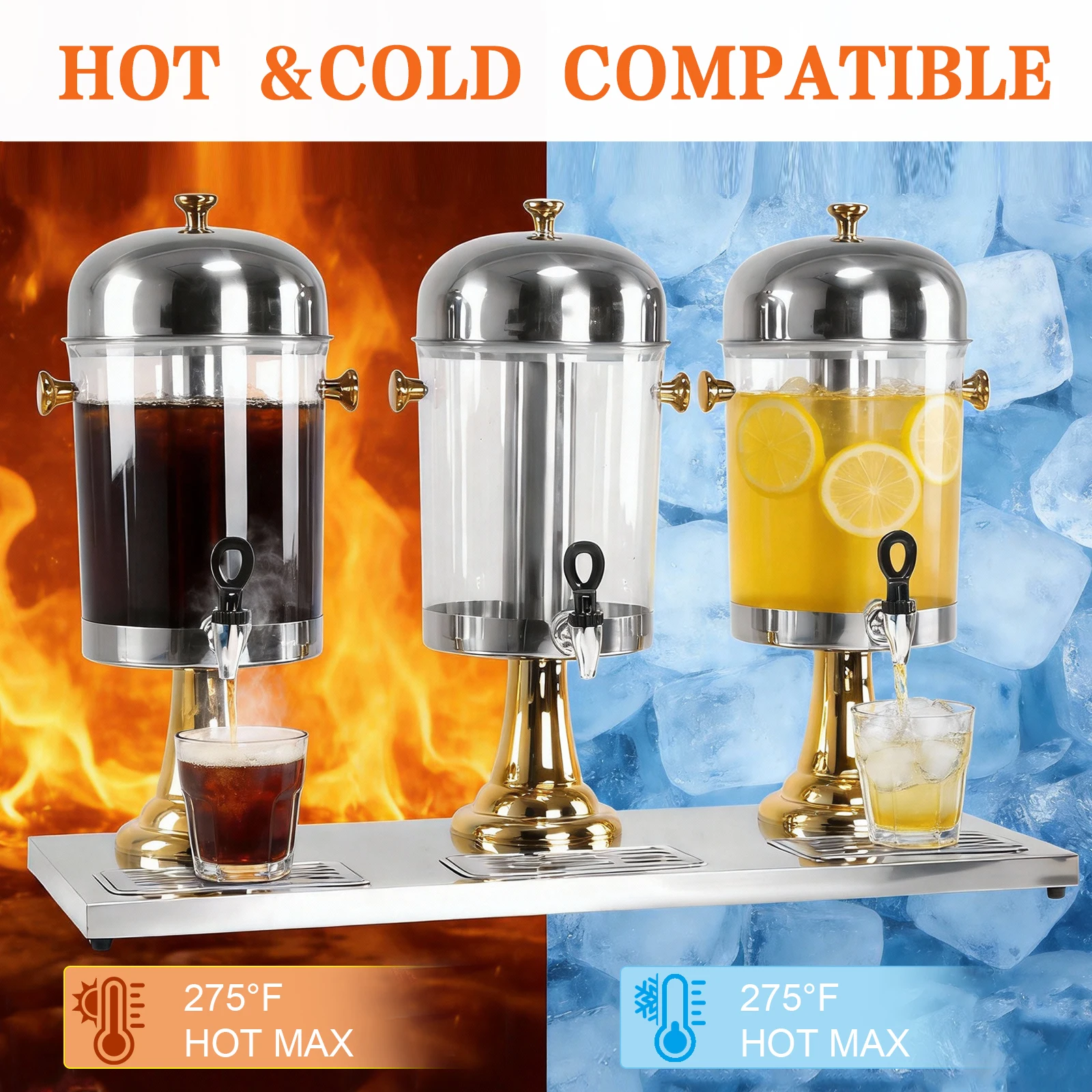 

Диспенсер для напитков на 24 литра с охлаждающим элементом, герметичный кран и съемный поддон для сбора капель для вечеринок, баров, ресторанов