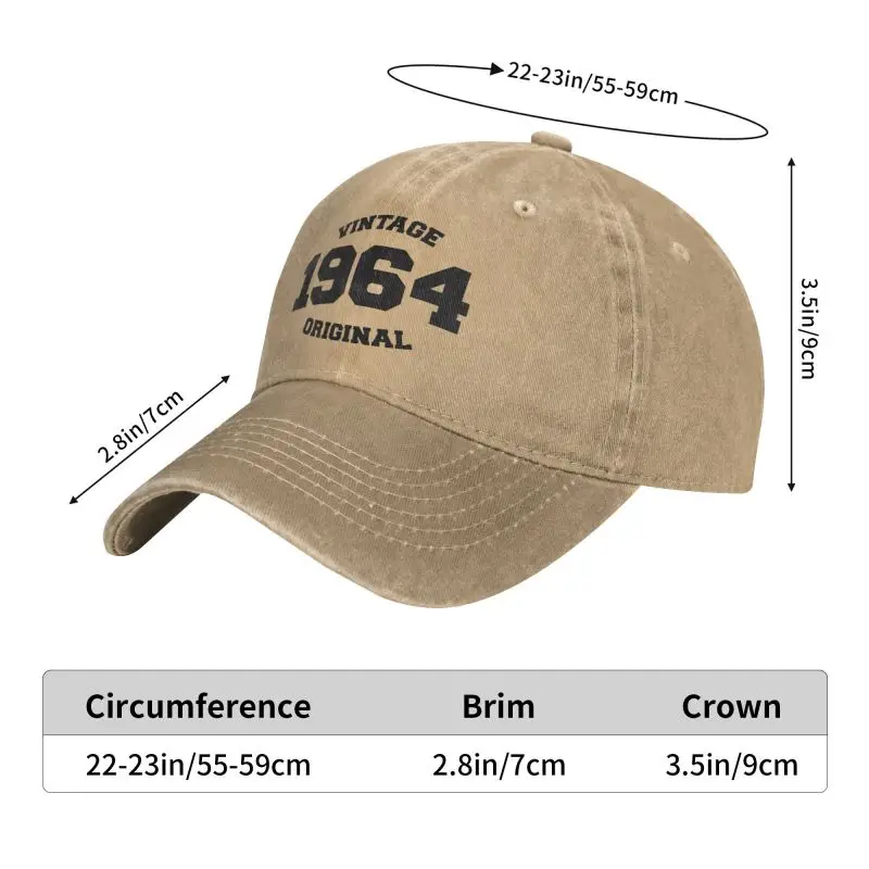 Custom Fashion Cotton Vintage Born In 1964 Original Birthday Gift Baseball Cap Women Men Custom Adjustable Adult Dad Hat Summer