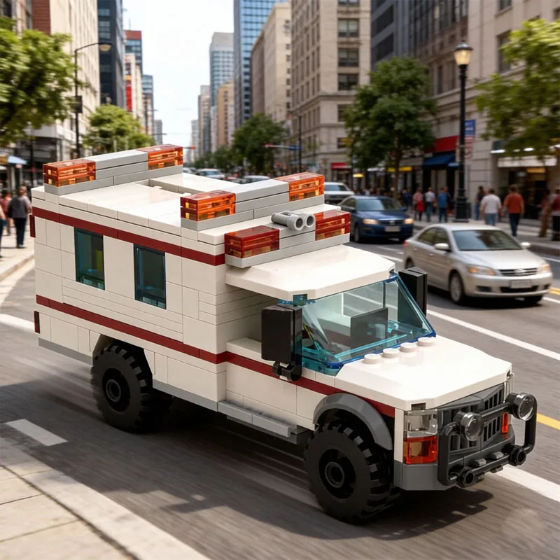 Building Block Set MOC-165435 4x4 Ambulance 1981 Car Toy 280 Pieces, Suitable for Birthday Decorations and Christmas Toys