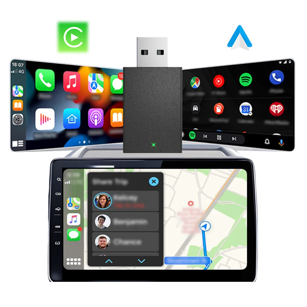 

Wired To Wireless Carplay & Android Auto 2 in 1 Dongle USB Plug and Play Adapter for OEM Wired CarPlay Android Auto Car Systems