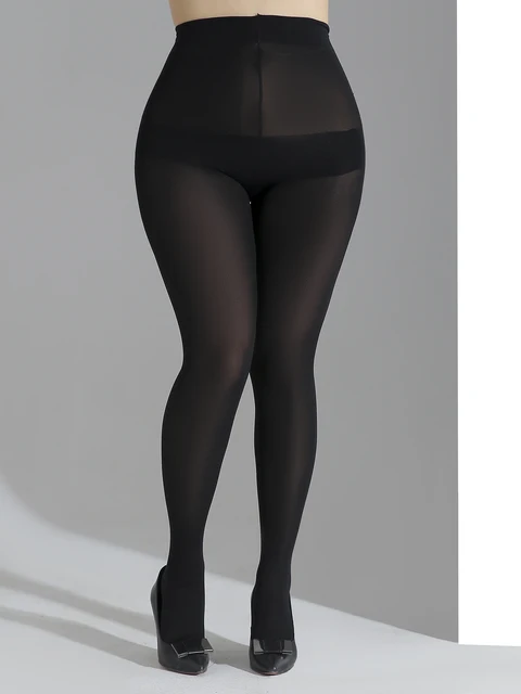 Para czarnych rajstop damskich plus size, modne rajstopy plus size