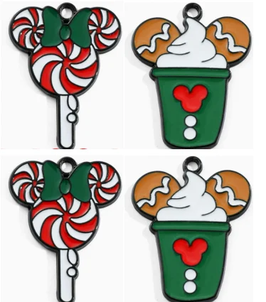 10 pcs  Christmas Lollipop ice cream Charms Pendants for Jewelry Making Necklaces Earrings Braceltes DIY Crafts Gifts