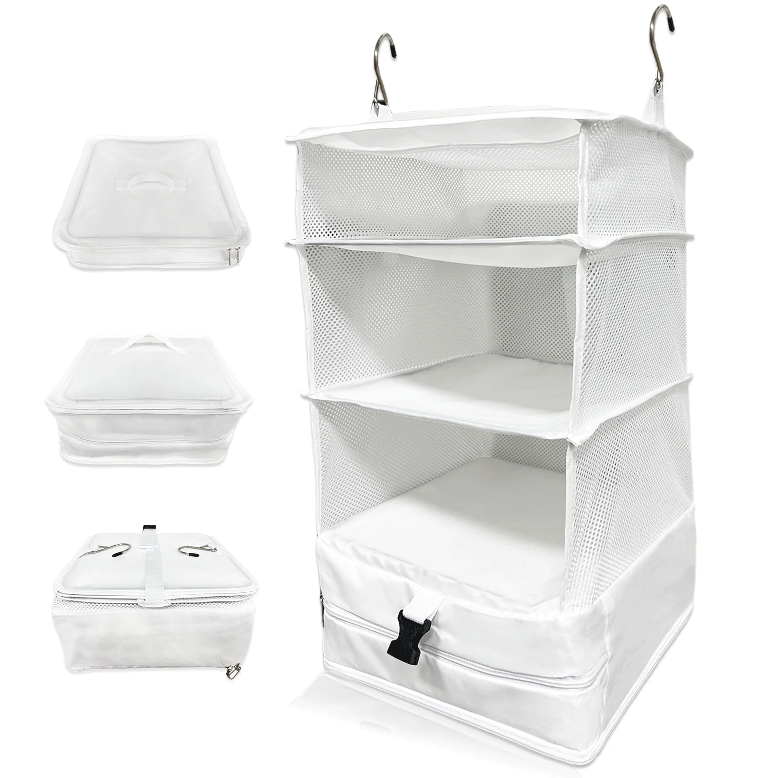

Travel Luggage Organizer Portable Hanging Packing Cubes 3-Shelf Suitcase Packing Cube Collapsible Hanging Closet Storage Bag