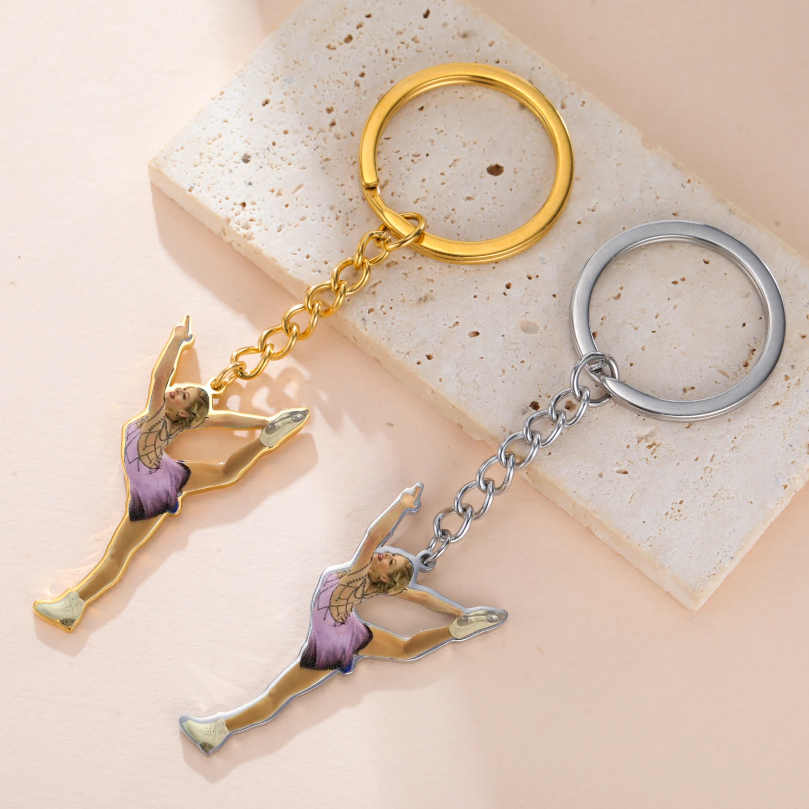 COOLTIME الملونة المطبوعة اليوغا المفاتيح سلسلة مفاتيح من الفولاذ المقاوم للصدأ أنيق إكسسوارات رياضية للجنسين مجوهرات لعشاق اليوغا