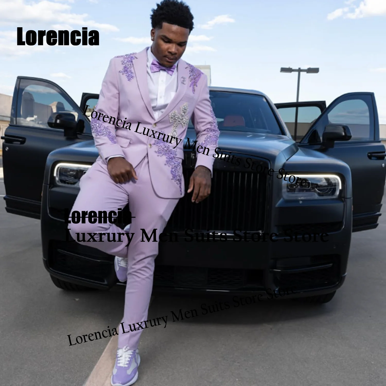 Glitter Jewelry Suit For Men Simple Groom Party Male Blazer 2 Piece Sets Customized Slim Fit Tuxedos Evening Ropa Hombre