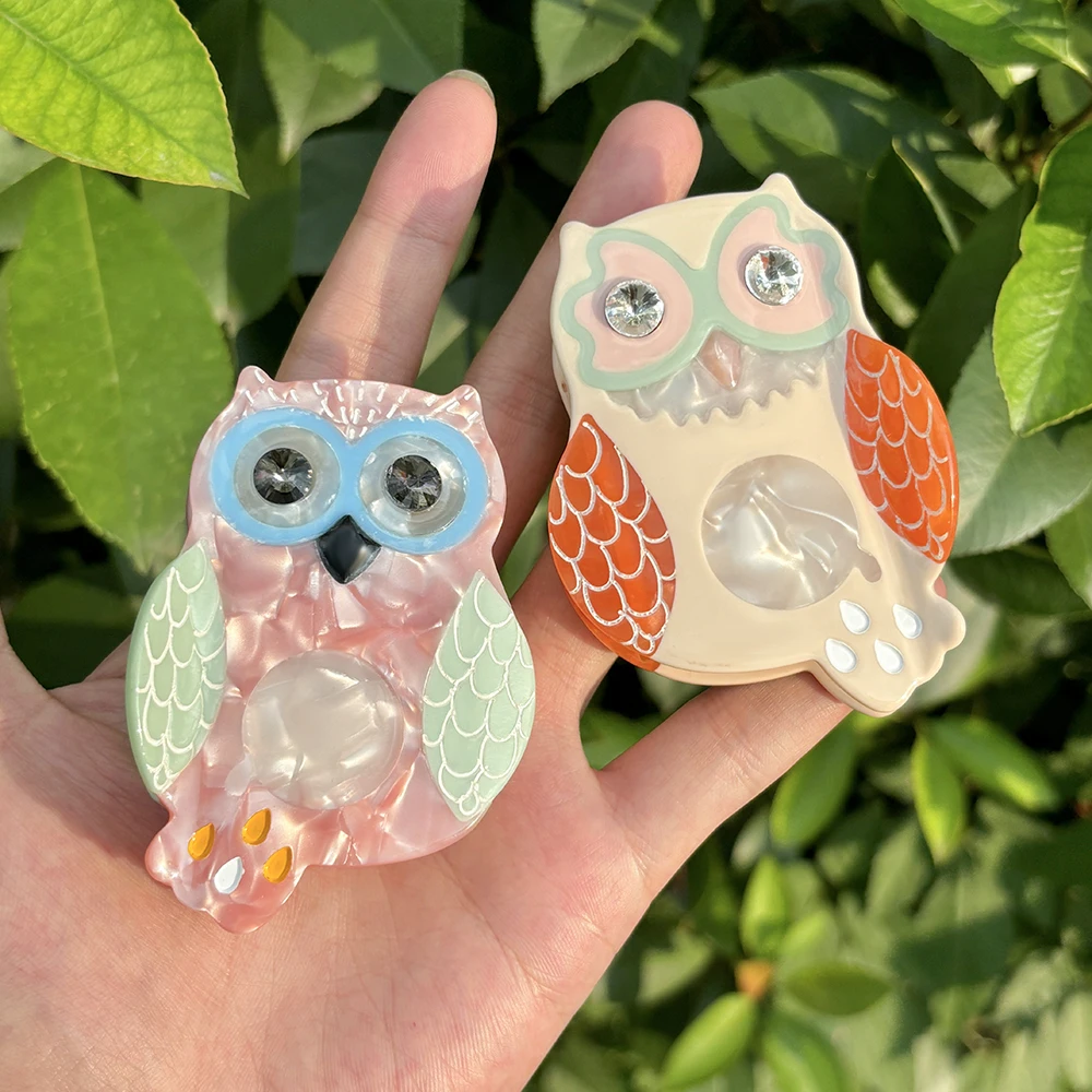 Funny Owl Rhinestone Large Size Hair Claw Clip For Women Acetate Colorful Cartoon Animal Headwear Hair Accessories Tool