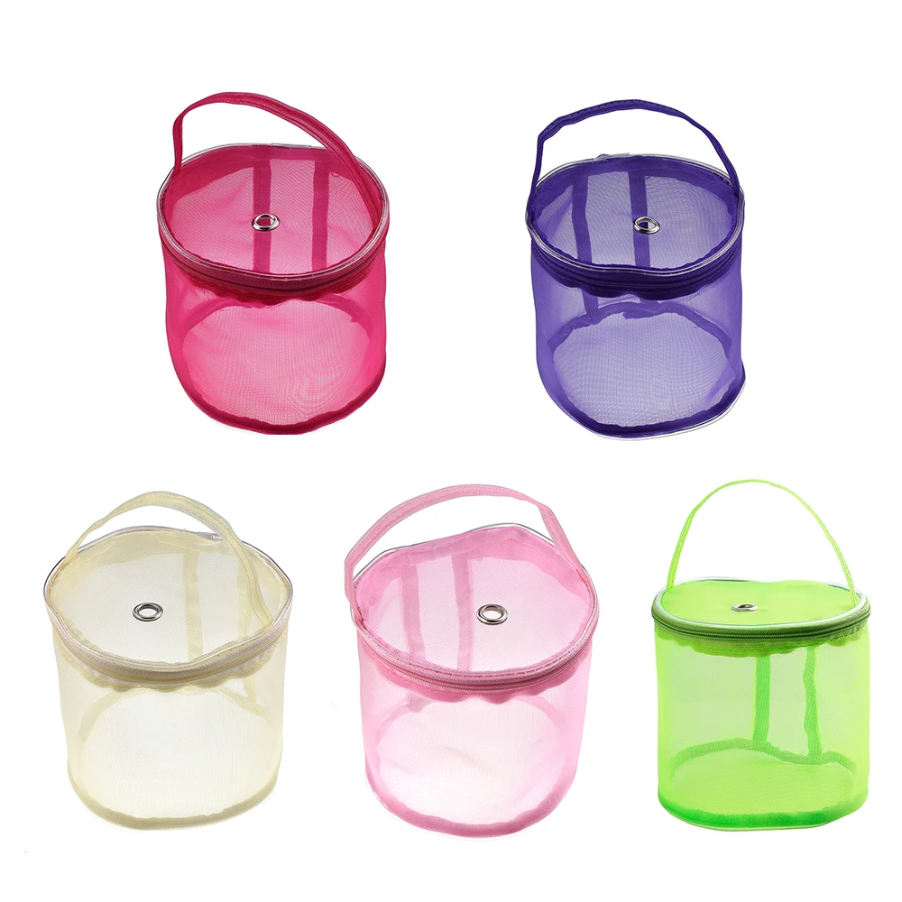 Portable Knitting Yarn Balls Storage Case Small Round Empty Mesh Bag Basket Organizer Crochet Carrier Sewing Accessories