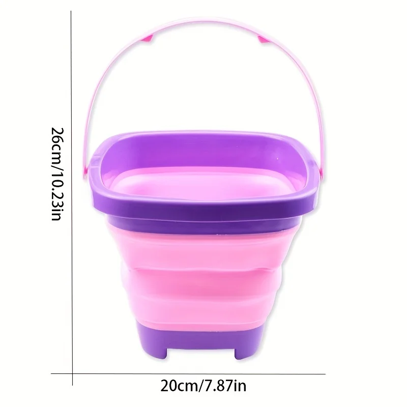 Foldable Beach Bucket Silicone Collapsible Toy Buckets for Kids for Summer Activities Camping Gear Travel Beach Sand Toys