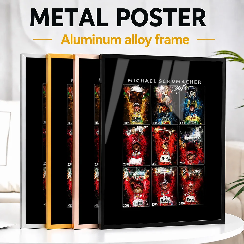 Michael Schumacher Framed Metal Poster Personalized Photo Vintage Paddock Style Wall Art For Garage Thoughtful Enthusiast Gift