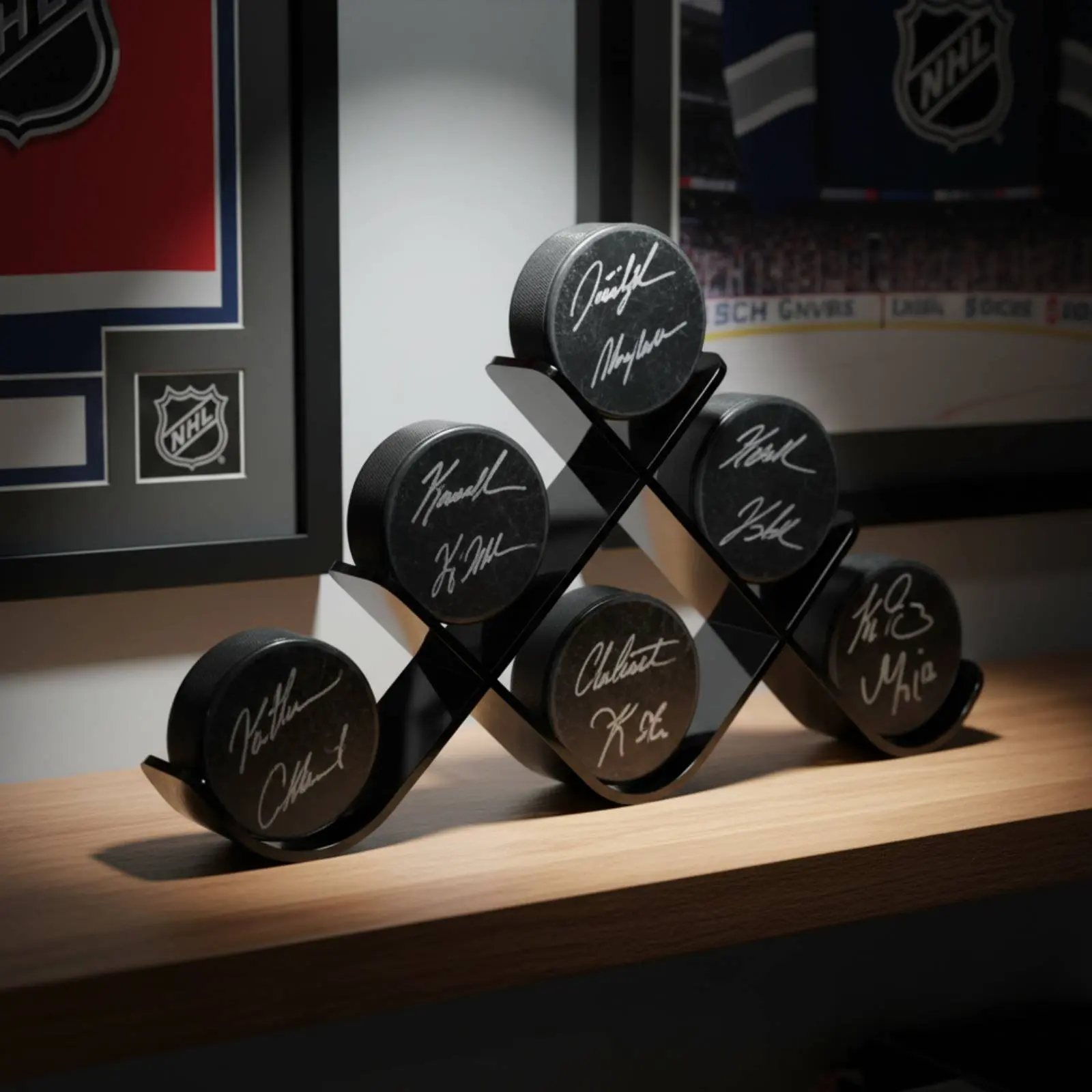 

Ice Puck Display Stand High Clearness Acrylic Puck Stand Collection Organizer Stable Easy to Assemble for Office