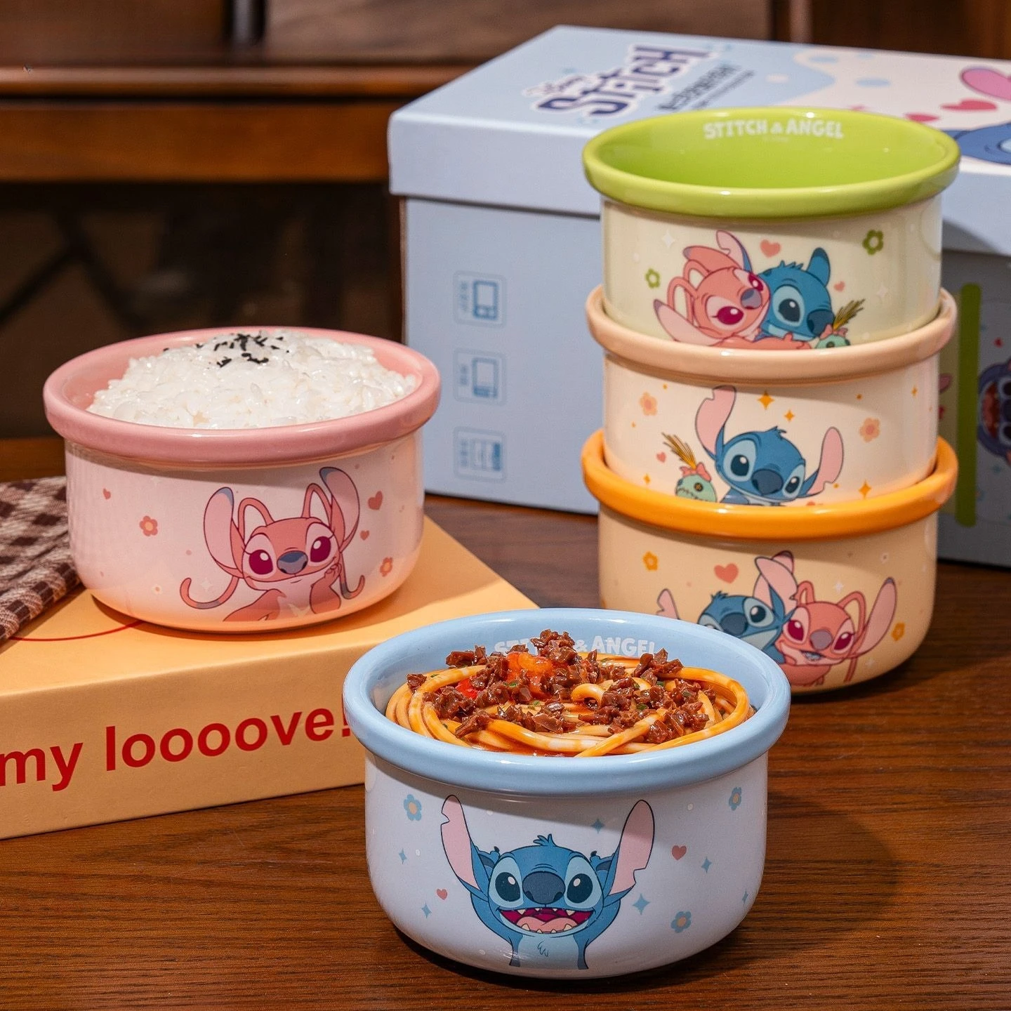 Stitch Ceramic Bowls Household High-temperature Rice Bowls Lovely Underglaze Tableware Gifts - view 6