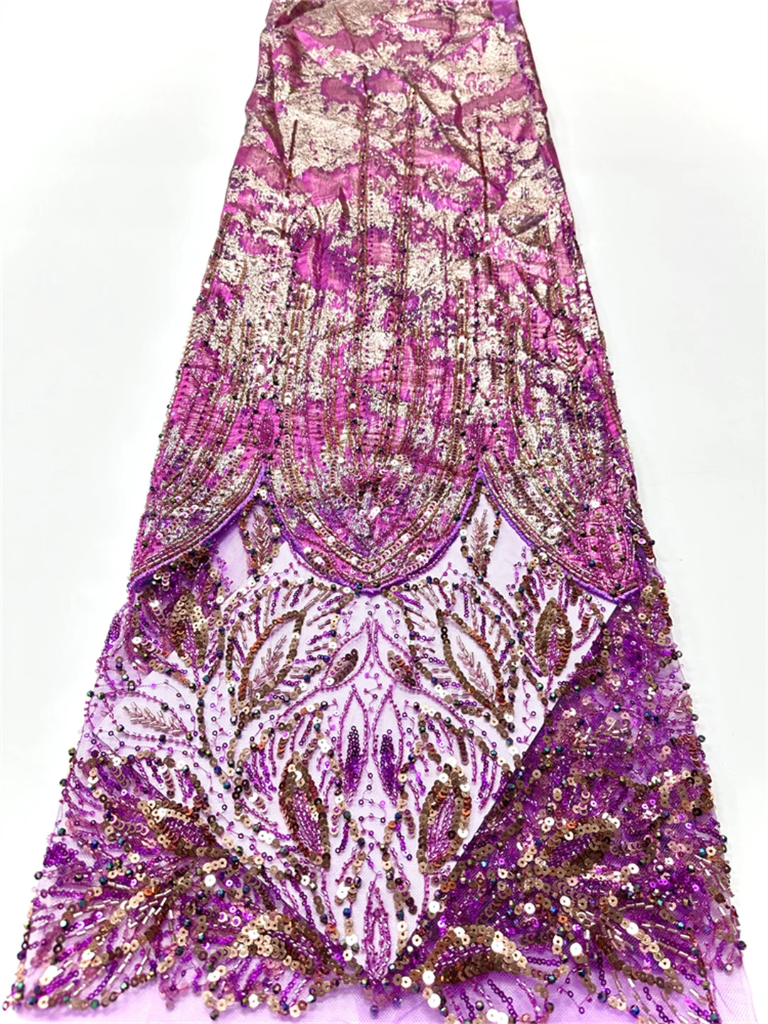 African Nigerian Tulle Lace Fabric French Sequins Sewing Beads Embroidery Dress 2026 High Quality 5 Yards Nigerian Party Wedding