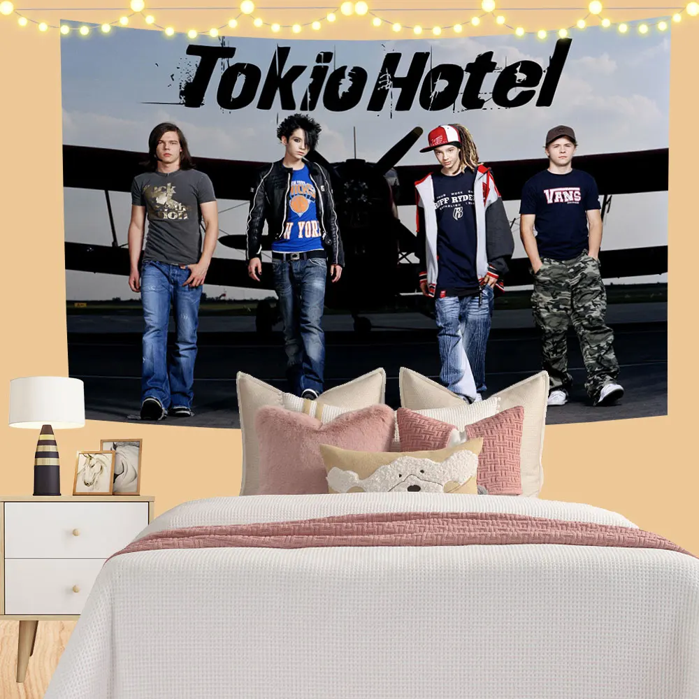 Rock Band Poster Tapestries Tokio Hotel Print Wall Hanging Carpets Bedroom Or Dorm Decorations Aesthetic Room Decor