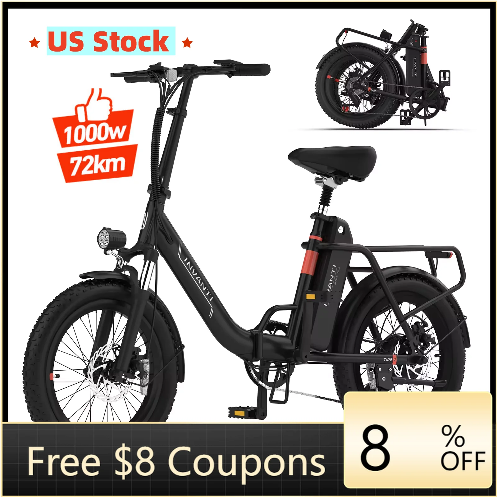 

STLF DZ WJW Advanced STOCK New Design Folding Ebike 20" Fat Tire 500W 1000w Eco Power Recycling Electric Bike Adult Electric Bi