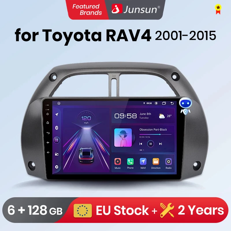 Junsun V1 Plus Car Radio wireless CarPlay Android Auto For Toyota RAV4 2001 - 2005 car intelligent systems No 2 din 2din DVD